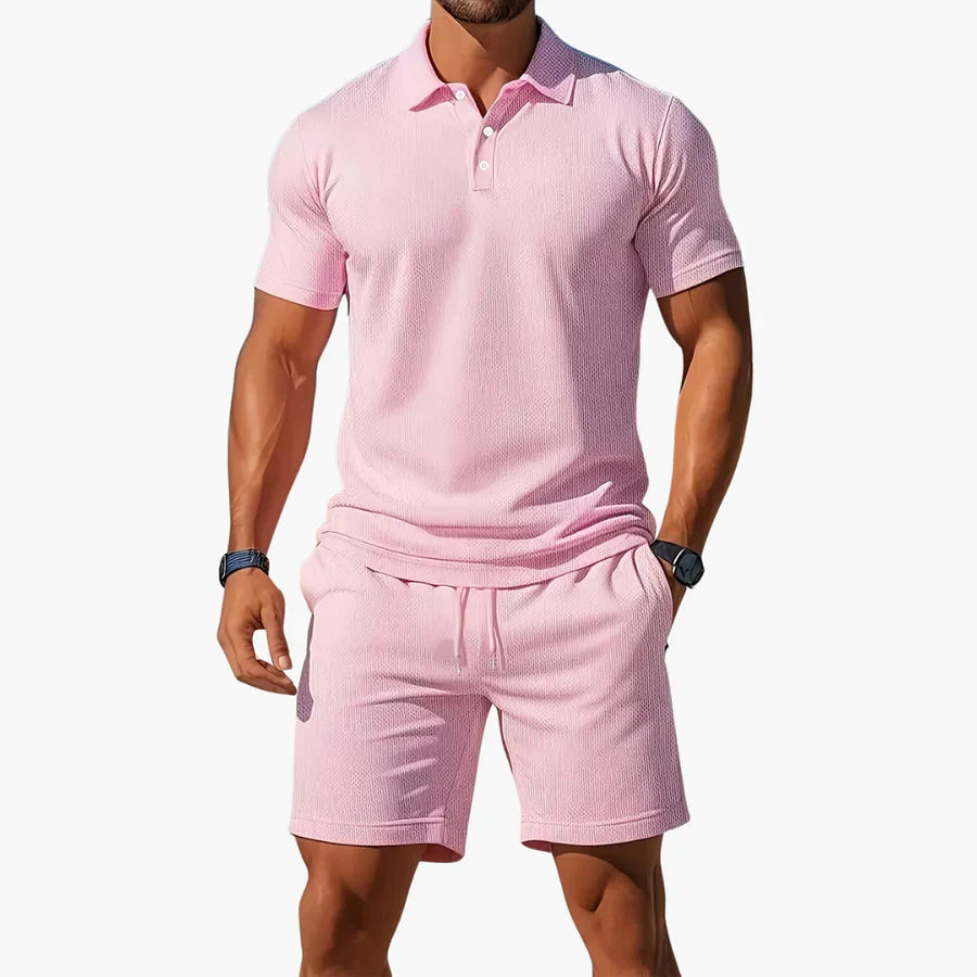 Baumwoll Polo Shorts Set Herren Sommer Zweiteiler