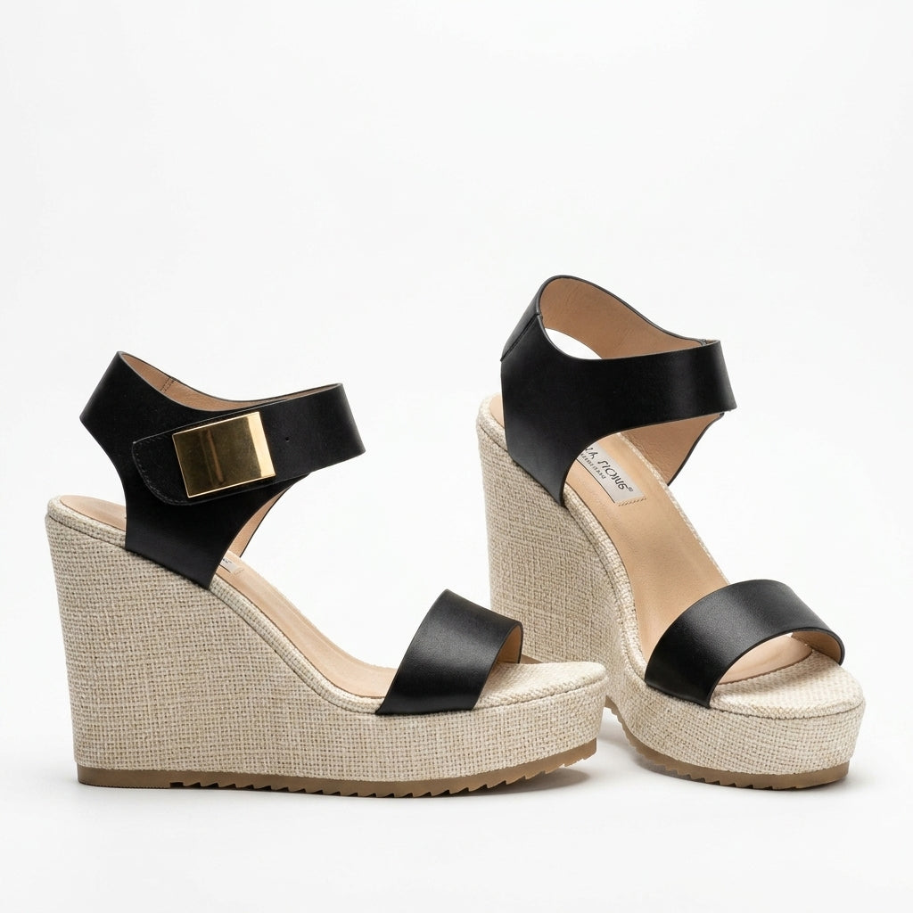 Platform Wedge Sandals — Studio - Clean | Generated by Modelize