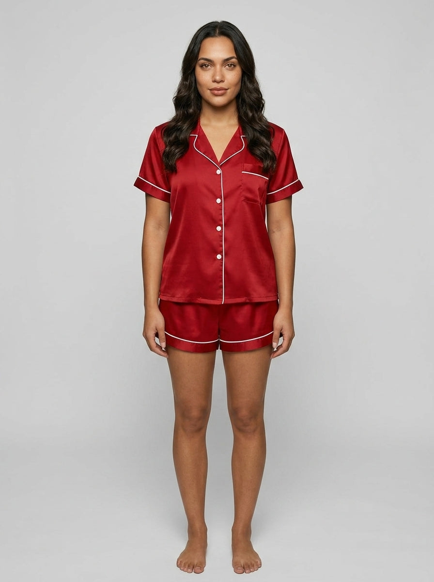 Short Sleeve Pajama Set — On Model - Neutral | Generated by Modelize