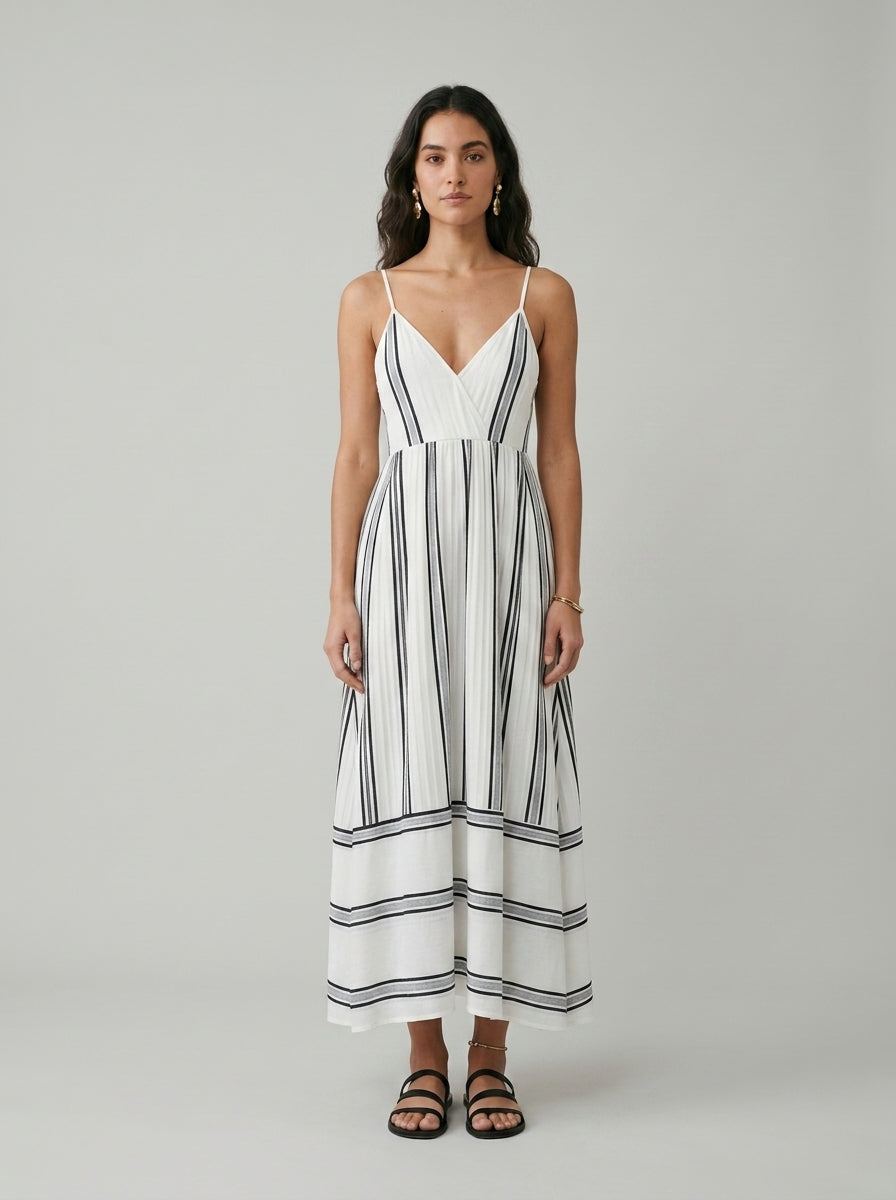 V-neck A-line dress — On Model - Neutral | Generated by Modelize