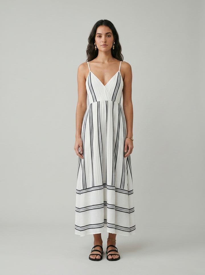 V-neck A-line dress — On Model - Neutral | Generated by Modelize