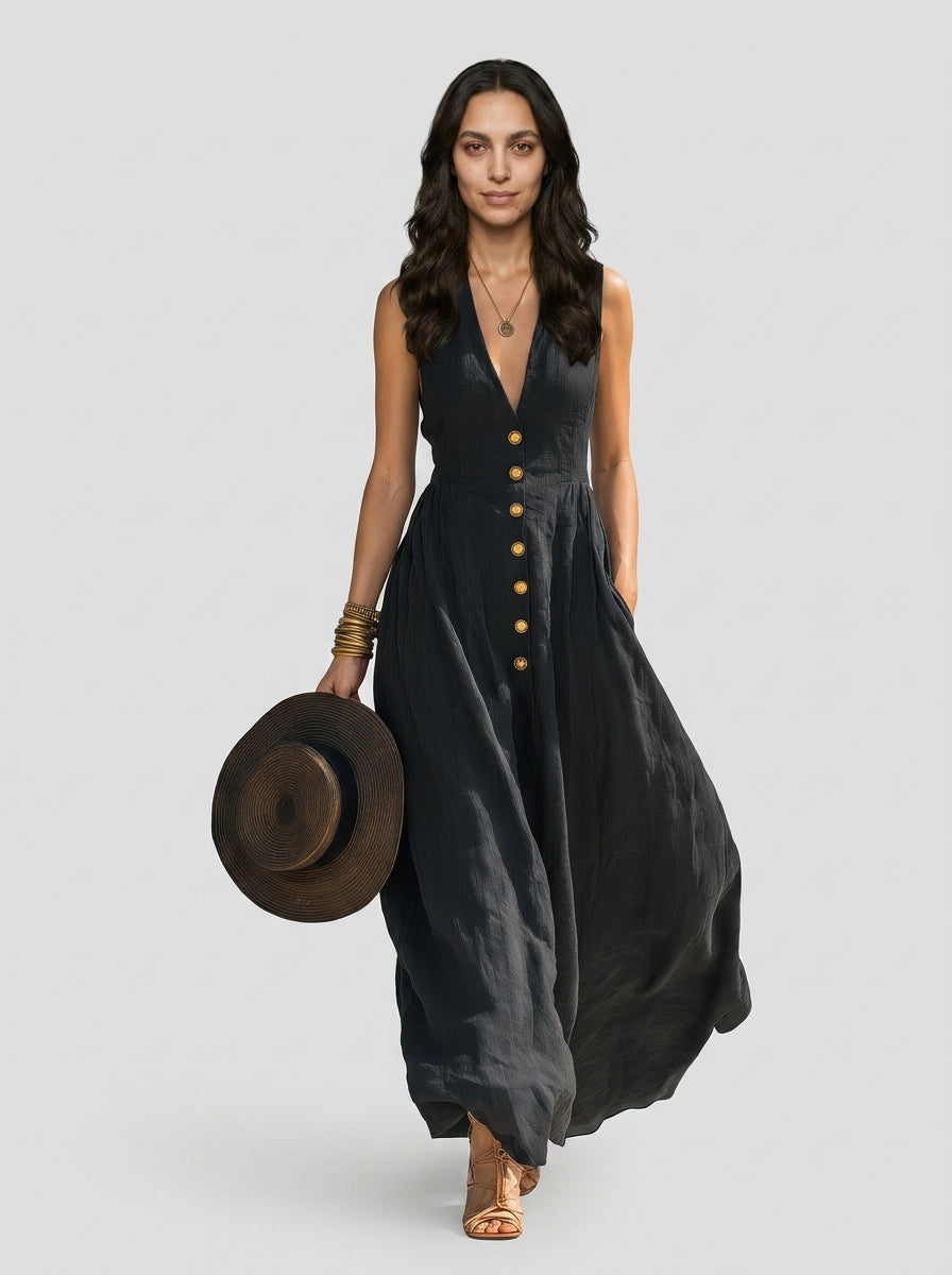Sleeveless Maxi Dress — On Model - Neutral | Generated by Modelize
