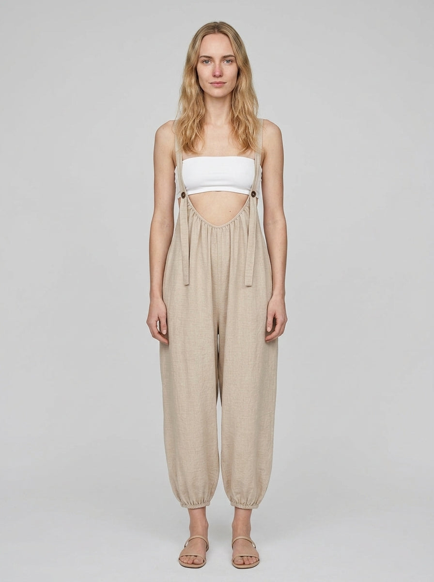 Sleeveless boho jumpsuit — On Model - Neutral | Generated by Modelize
