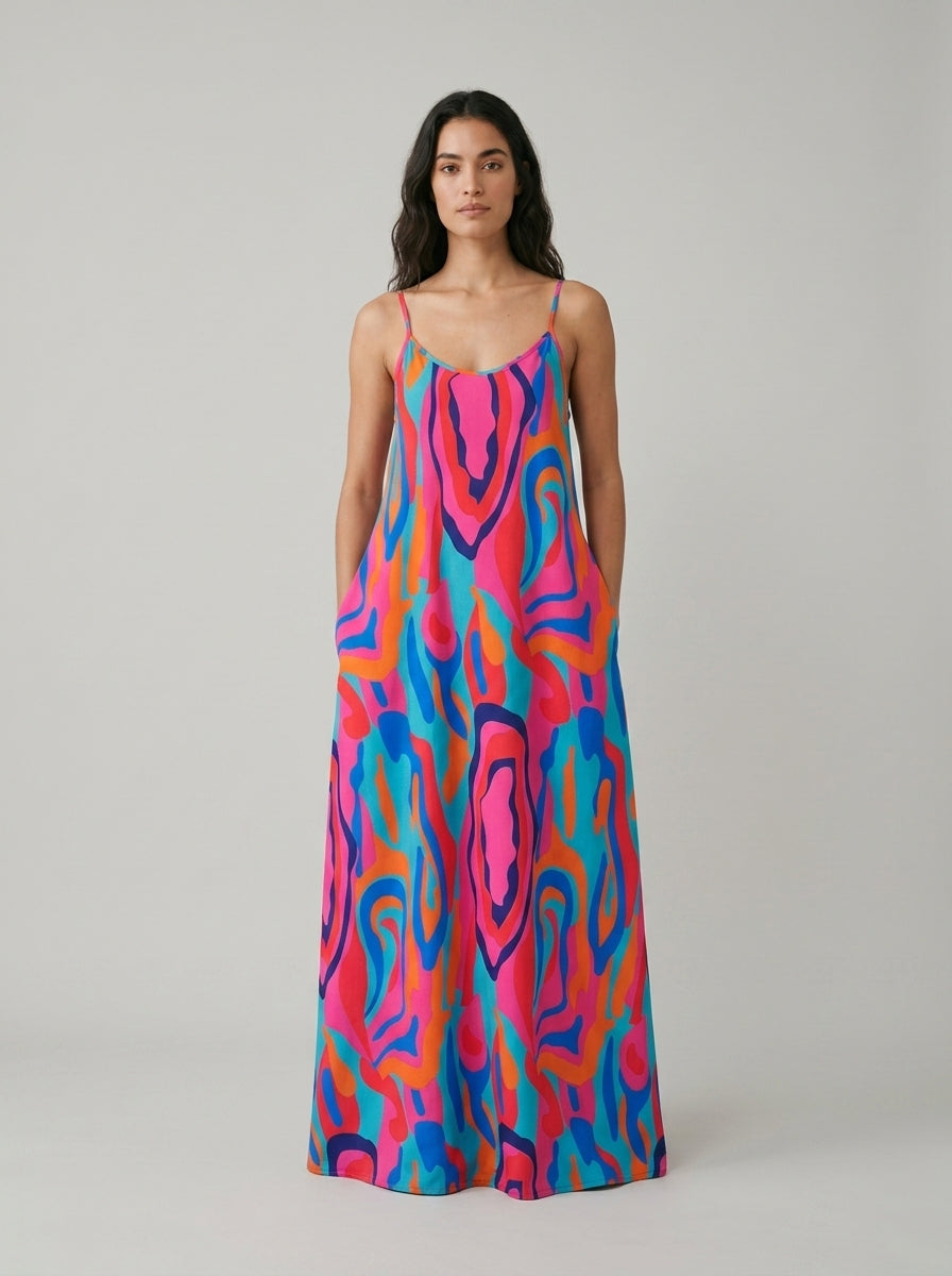Maxi beach dress — On Model - Neutral | Generated by Modelize