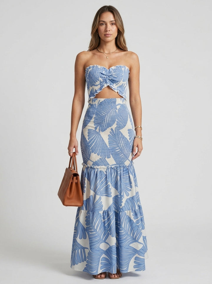 Two-piece strapless maxi dress set — On Model - Neutral | Generated by Modelize