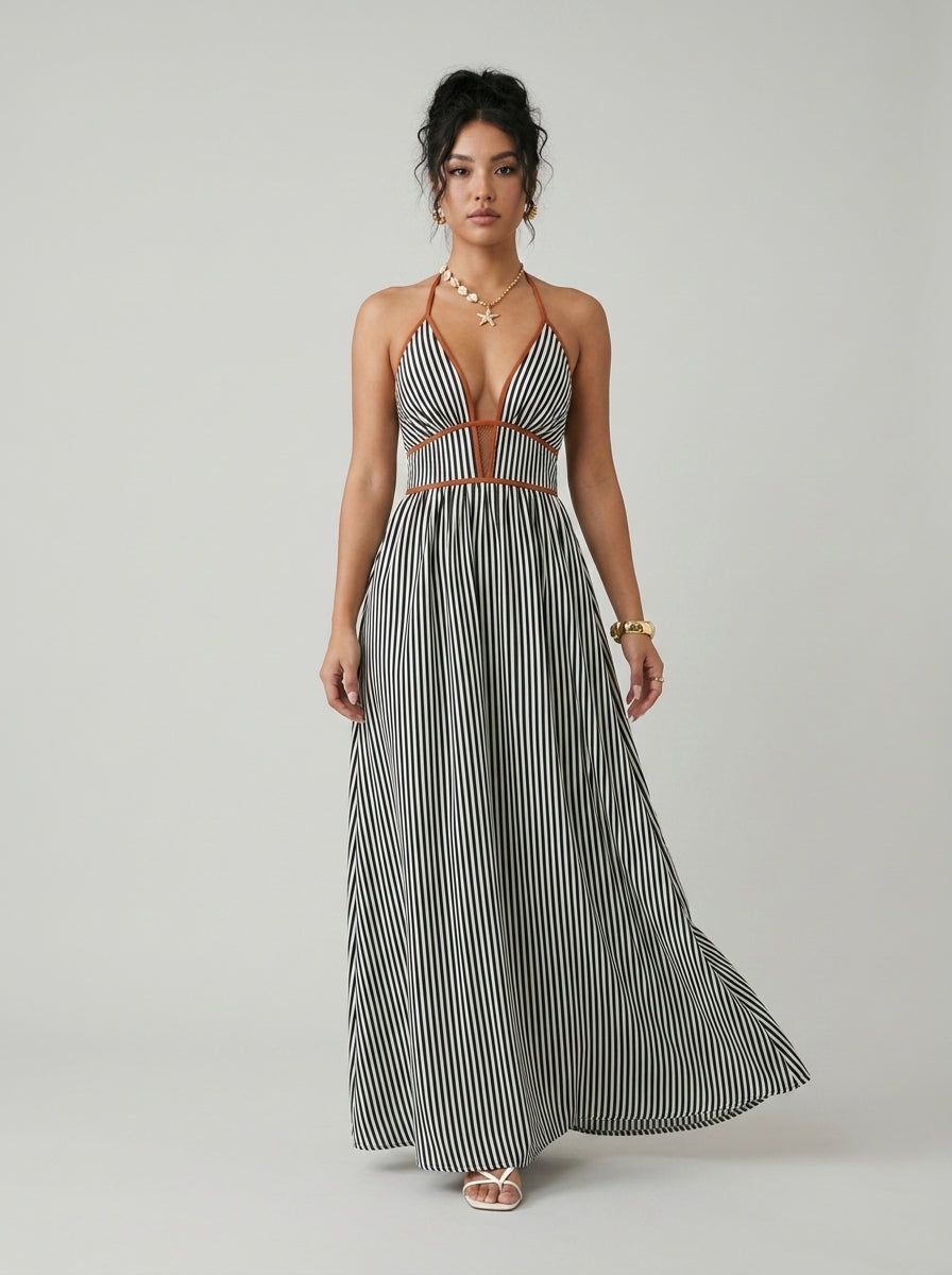 Halter Maxi Dress — On Model - Neutral | Generated by Modelize
