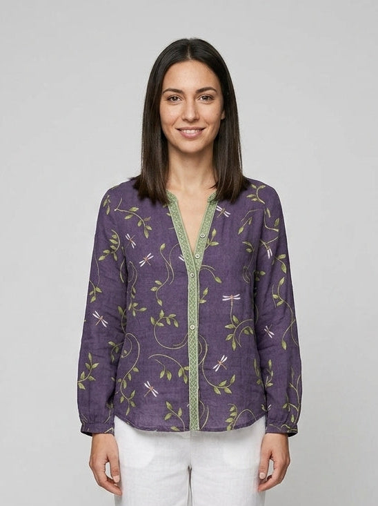 Button-down long-sleeve blouse — On Model - Neutral | Generated by Modelize