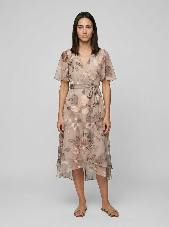 Summer wrap dress — On Model - Neutral | Generated by Modelize