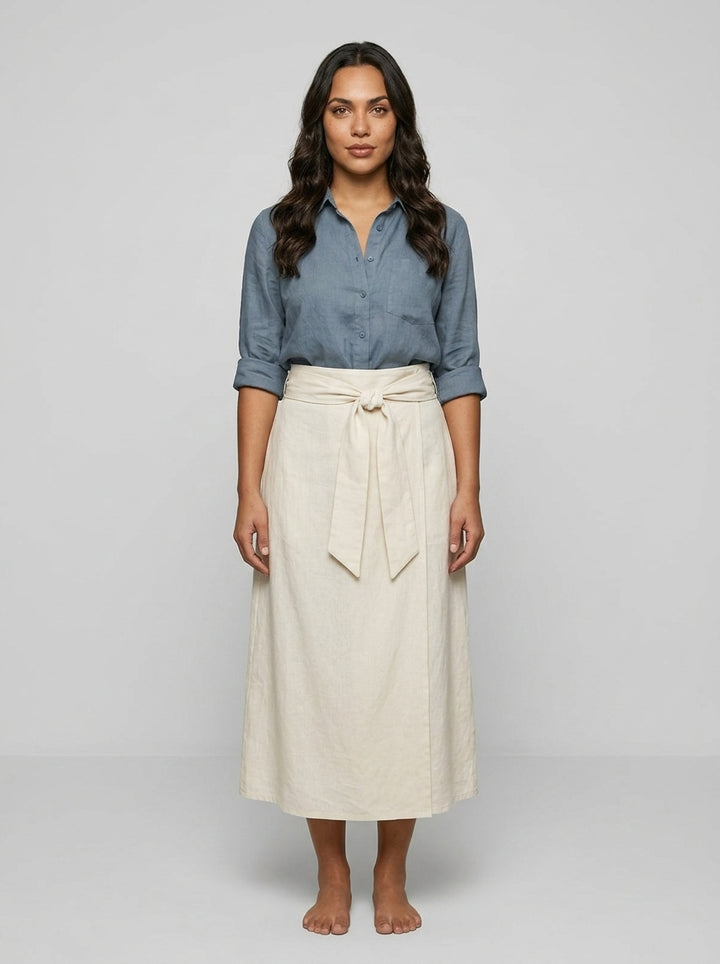 Two-piece linen co-ord set — On Model - Neutral | Generated by Modelize