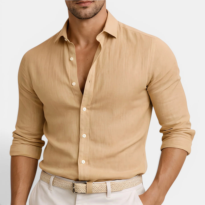Leinen-Baumwoll Hemd Herren Sommer Atmungsaktiv Casual
