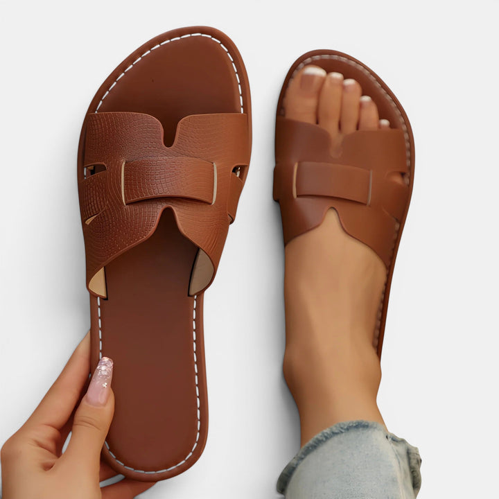 Navacava slide sandals side detail — soft premium leather strap