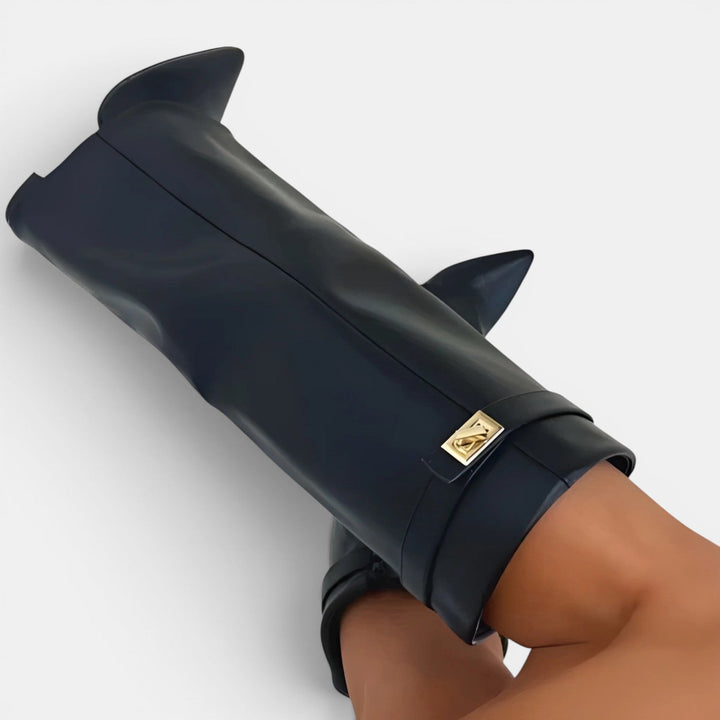 Navacava knee high boots full length — timeless feminine elegance