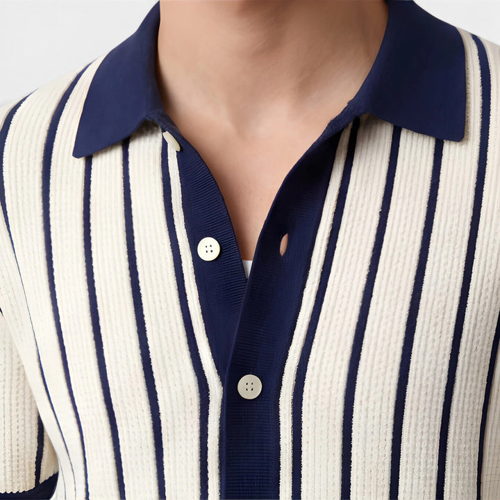 Gestreiftes Strickhemd Herren Sommer Polo Strick Hemd