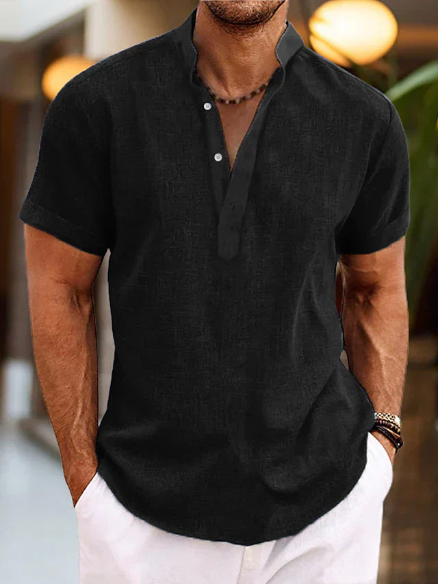 Kurzarm Henley Shirt Herren Sommer Knopfleiste Casual