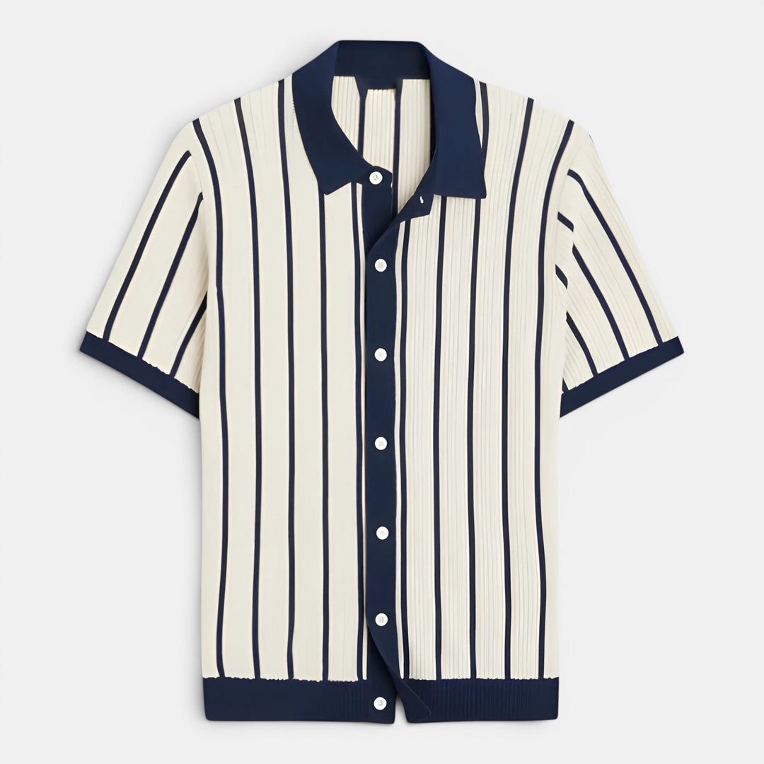 Gestreiftes Strickhemd Herren Sommer Polo Strick Hemd