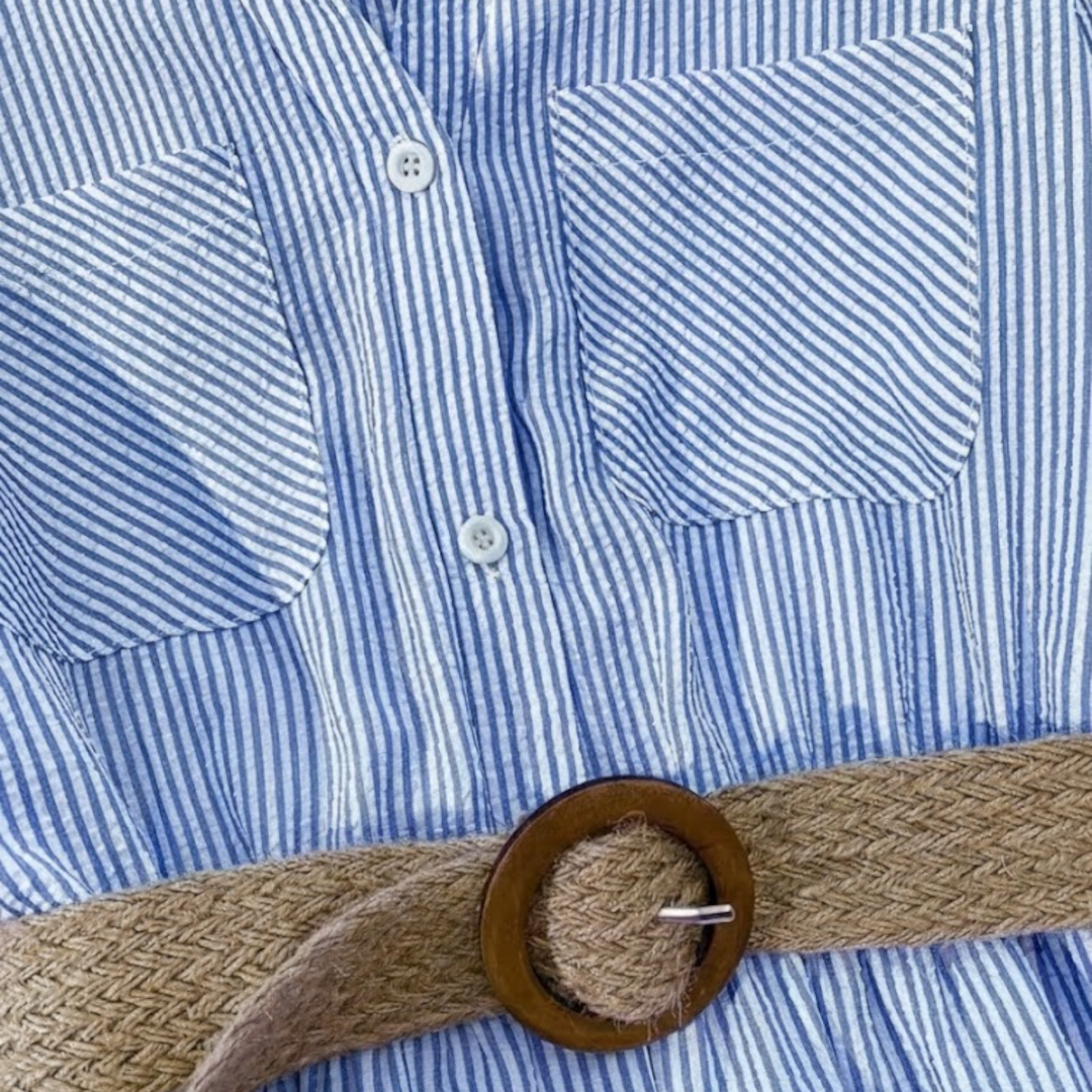 Navacava striped shirt dress full length — timeless refined dressing