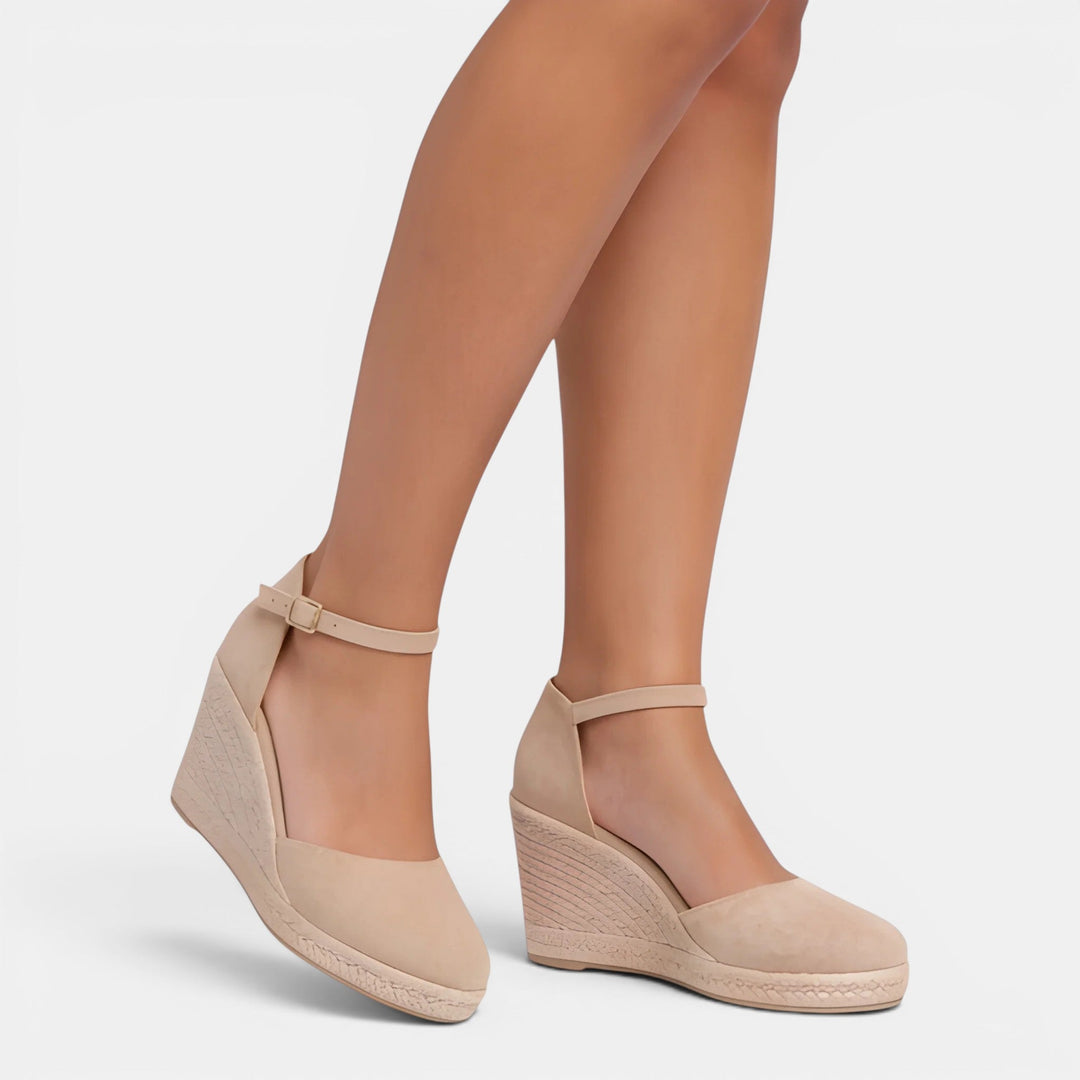 Navacava closed toe sandals styled with trousers — refined old money pairing