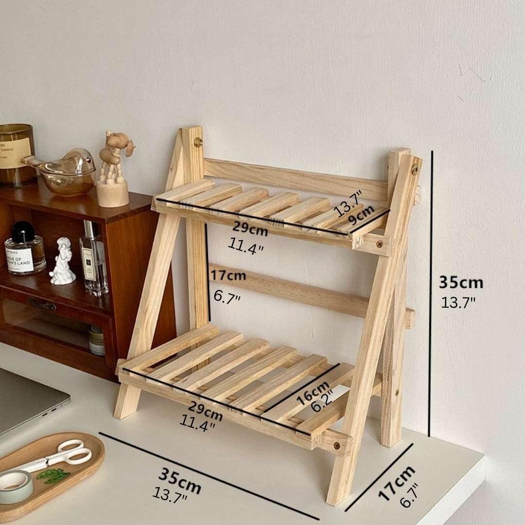 Double Layer Wooden Shelf Small Table Organizer