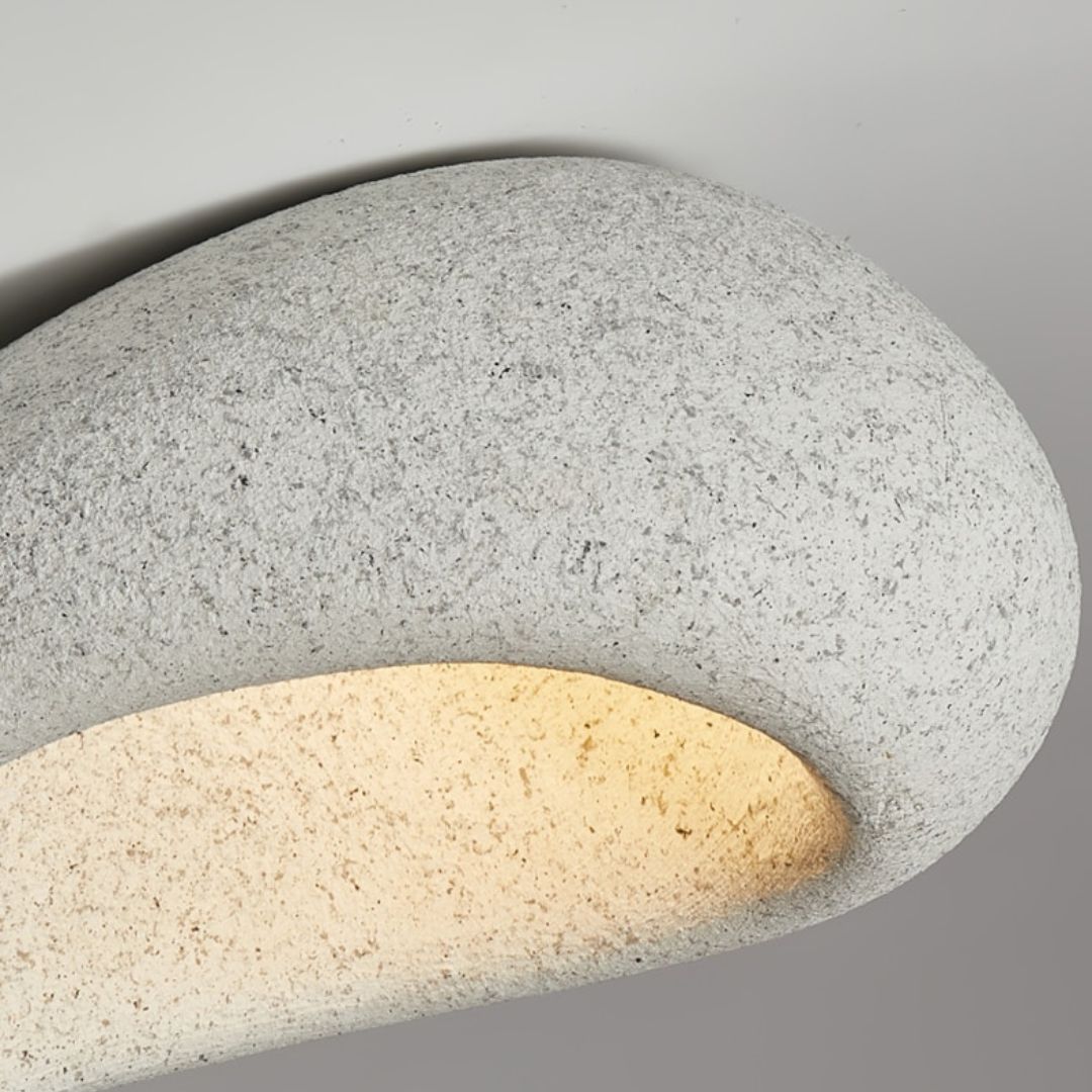 Japanese Wabi-Sabi Stone Style Flush Mount Ceiling Light