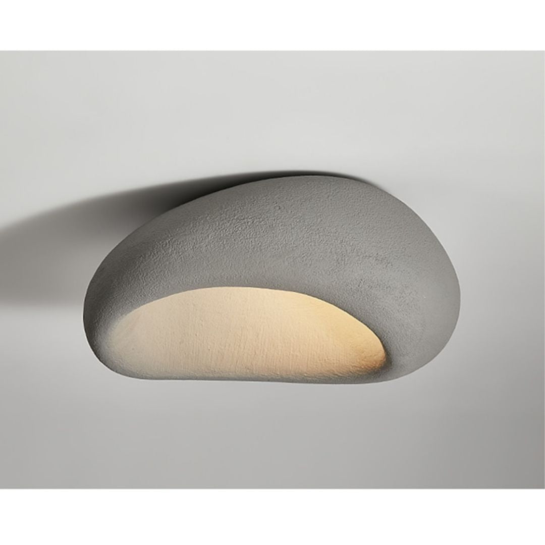 Japanese Wabi-Sabi Stone Style Flush Mount Ceiling Light