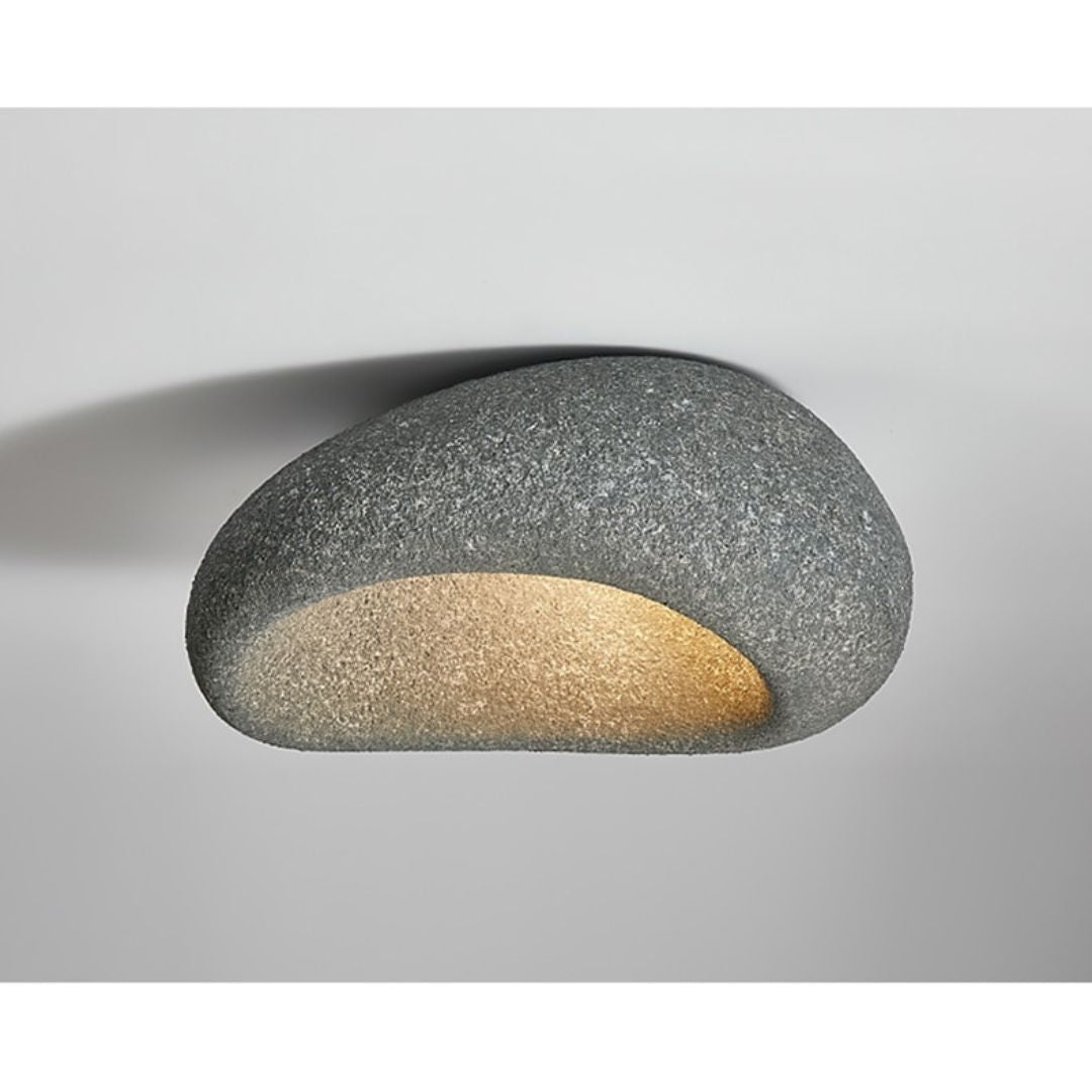 Japanese Wabi-Sabi Stone Style Flush Mount Ceiling Light