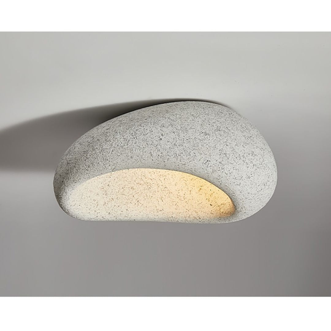 Japanese Wabi-Sabi Stone Style Flush Mount Ceiling Light