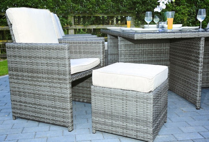 Gray 11-Piece Outdoor Dining Set with Cushions 129" X 76" X 46"