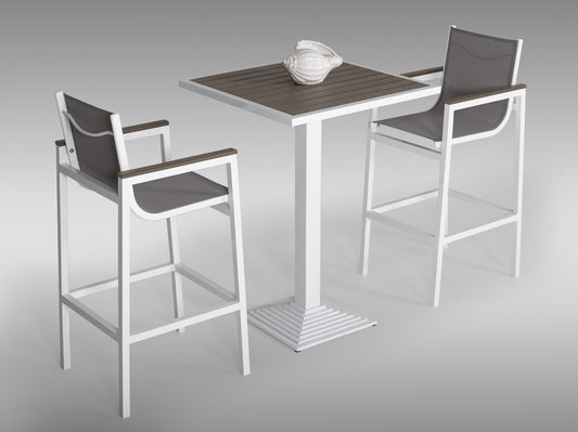 3-Piece Modern White and Gray Outdoor Bar Set