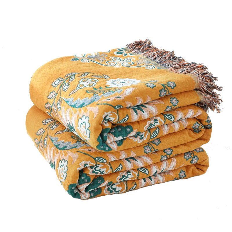 Bohemian Retro Style Reversible Cotton Quilt Blanket - Full, Queen and King