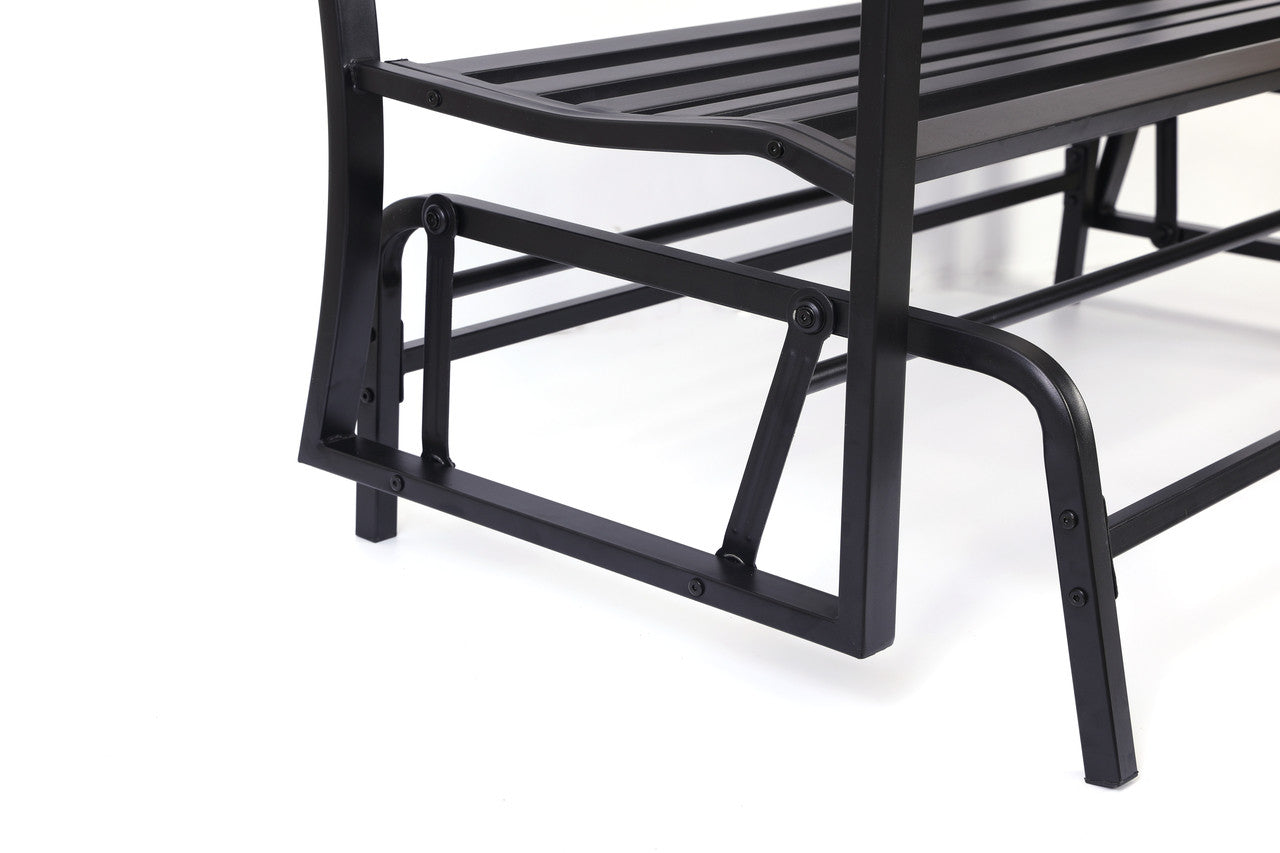 Black Steel Outdoor Swing Glider Bench