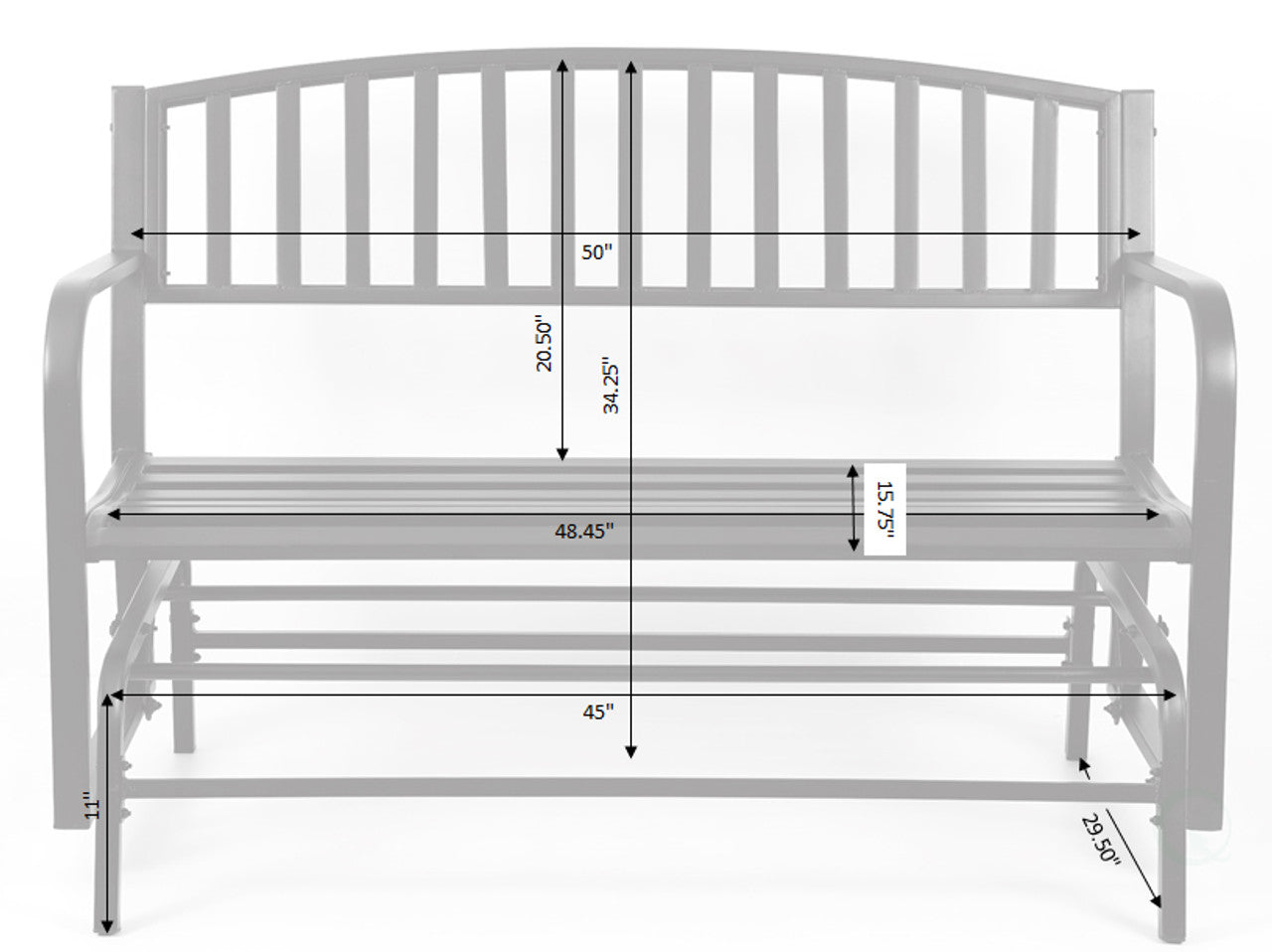 Black Steel Outdoor Swing Glider Bench