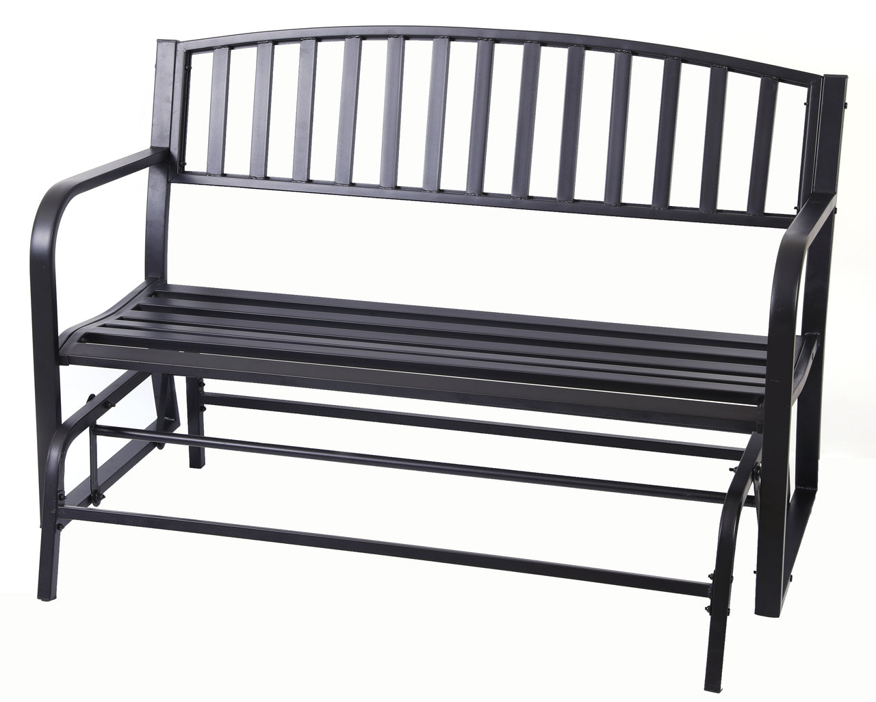 Black Steel Outdoor Swing Glider Bench