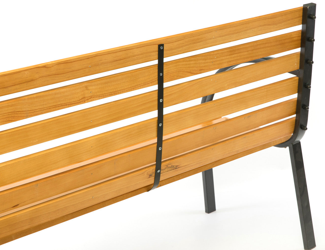 Classic Wood Outdoor Bench with Steel Frame