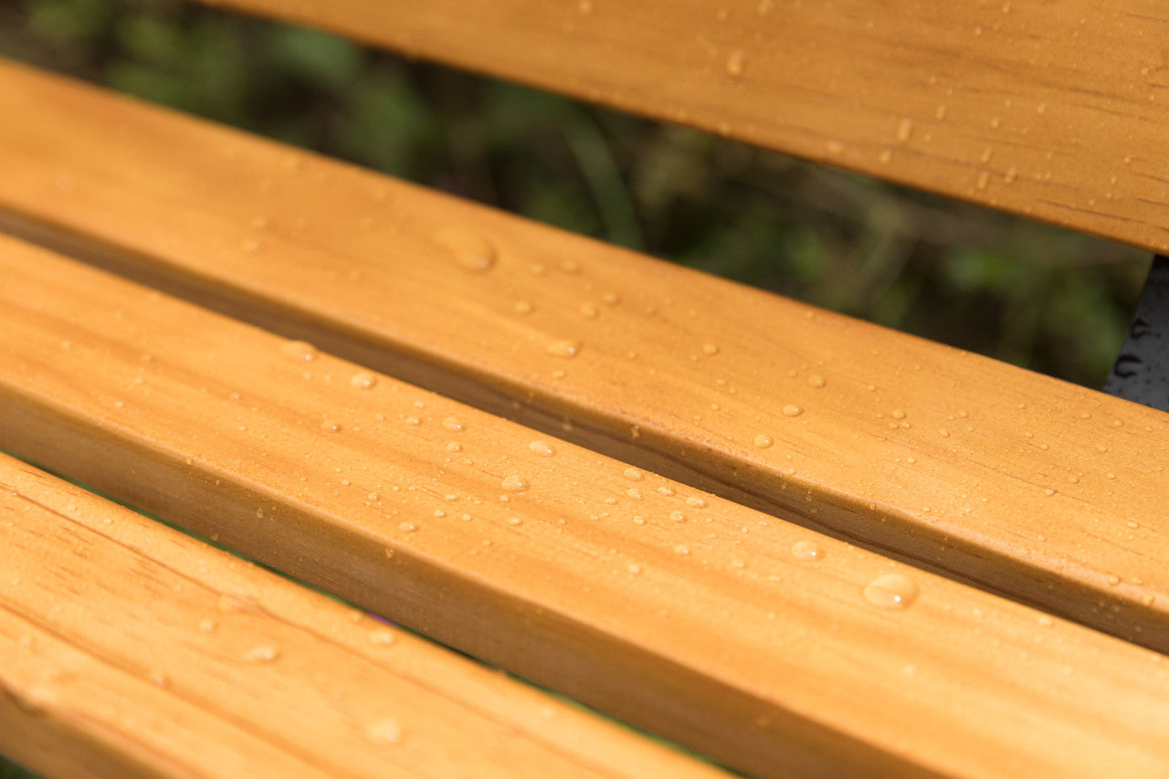 Classic Wood Outdoor Bench with Steel Frame