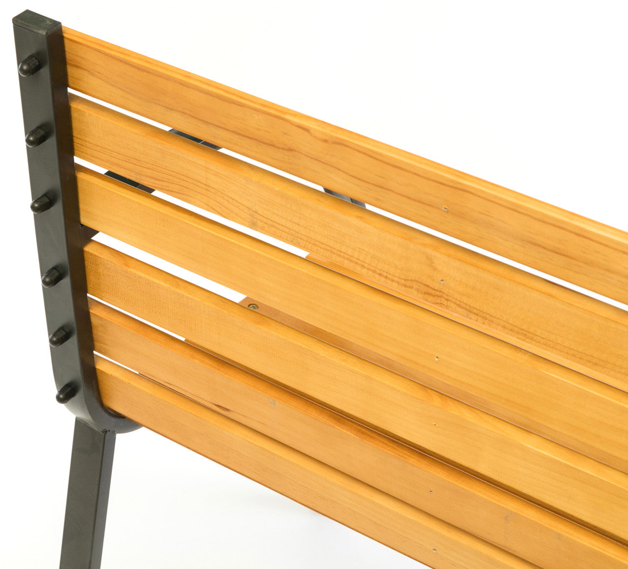 Classic Wood Outdoor Bench with Steel Frame