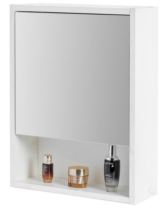 White Wall Mounted Bathroom Storage Cabinet with Mirror