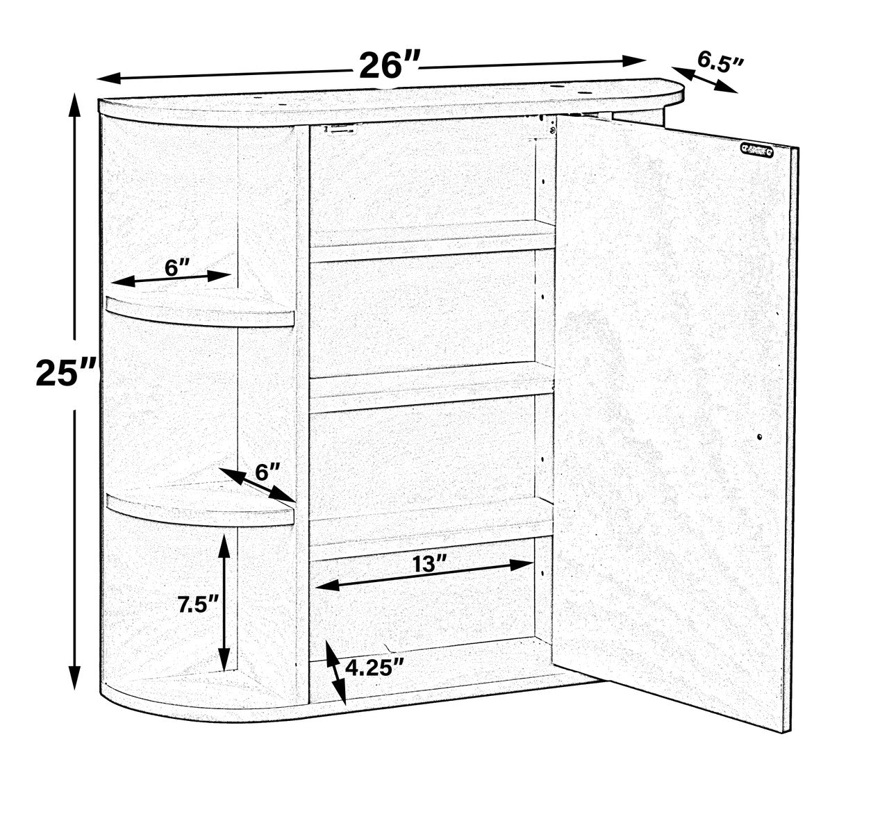 White Wall Mounted Bathroom Mirror Storage Cabinet Organizer