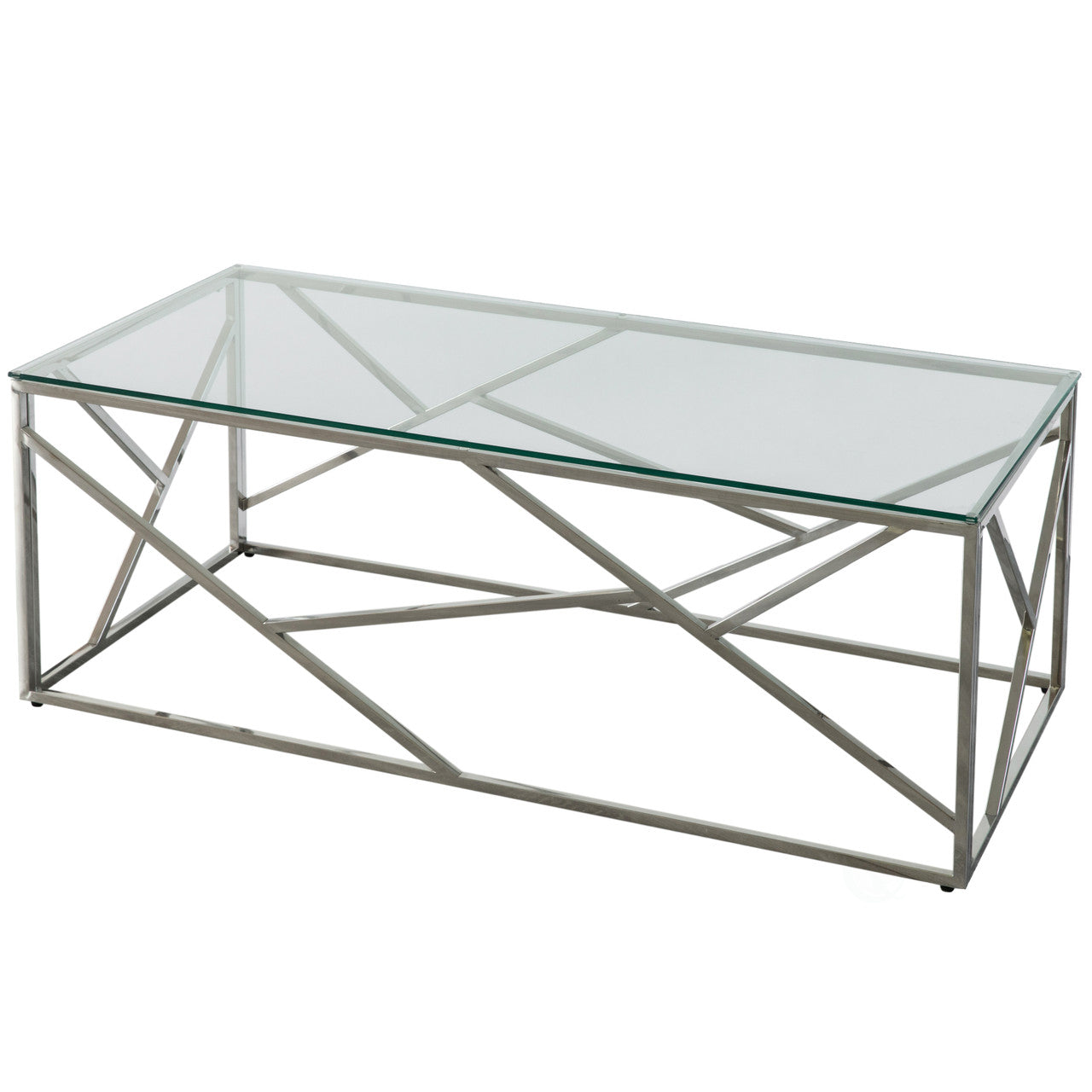 Rectangular Glass Top Metal Modern Coffee Table