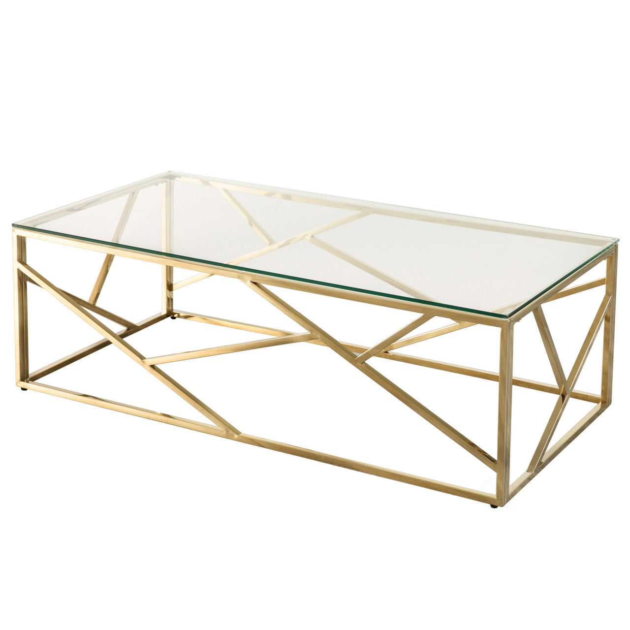 Rectangular Glass Top Metal Modern Coffee Table