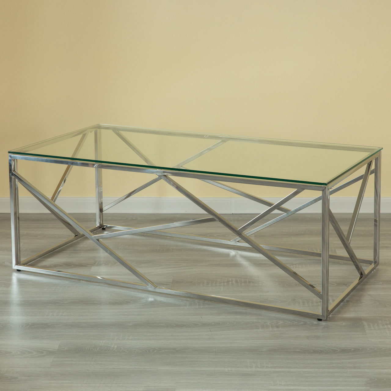 Rectangular Glass Top Metal Modern Coffee Table