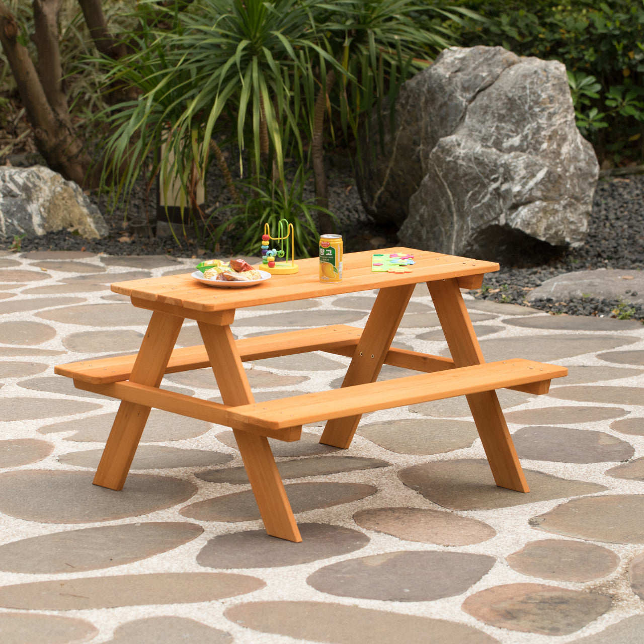 Kids Outdoor Wood Picnic Table for Garden and Backyard