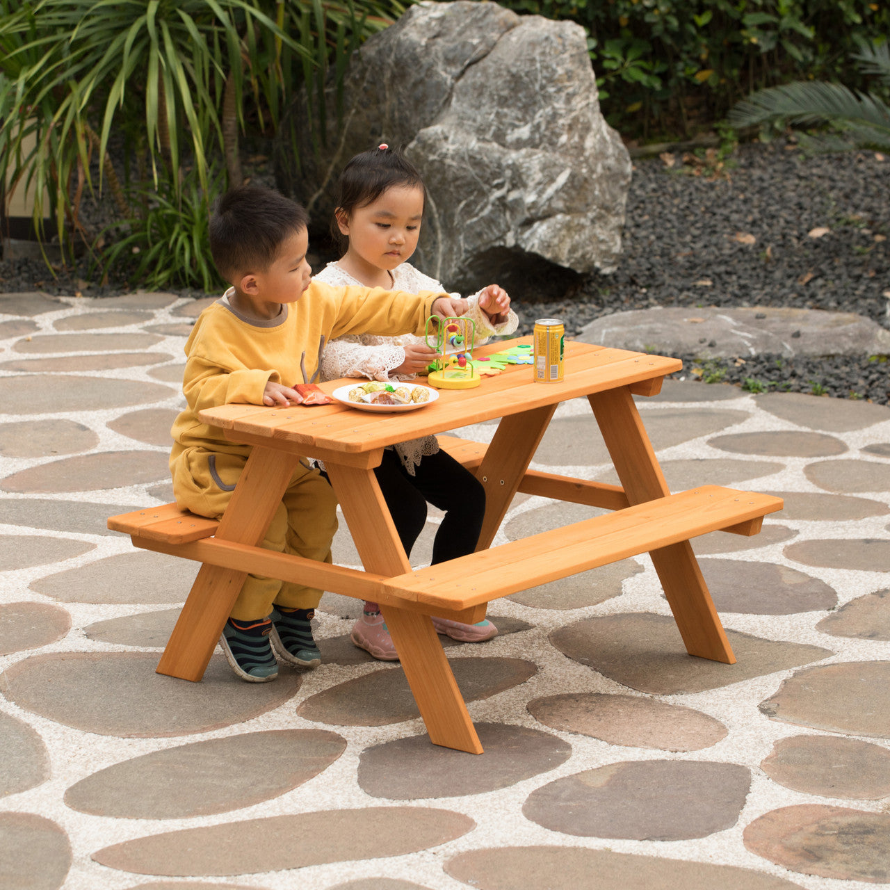 Kids Outdoor Wood Picnic Table for Garden and Backyard