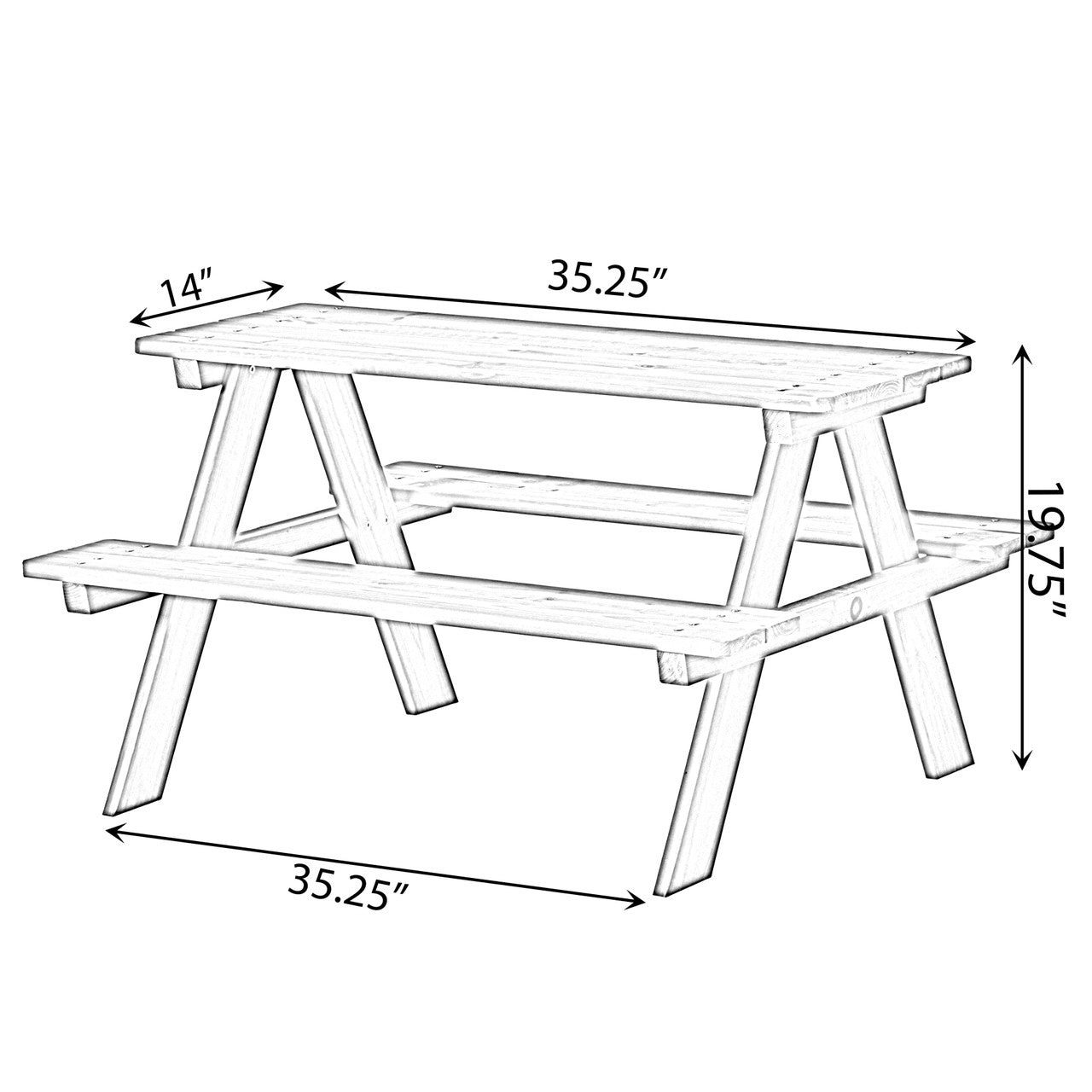 Kids Outdoor Wood Picnic Table for Garden and Backyard