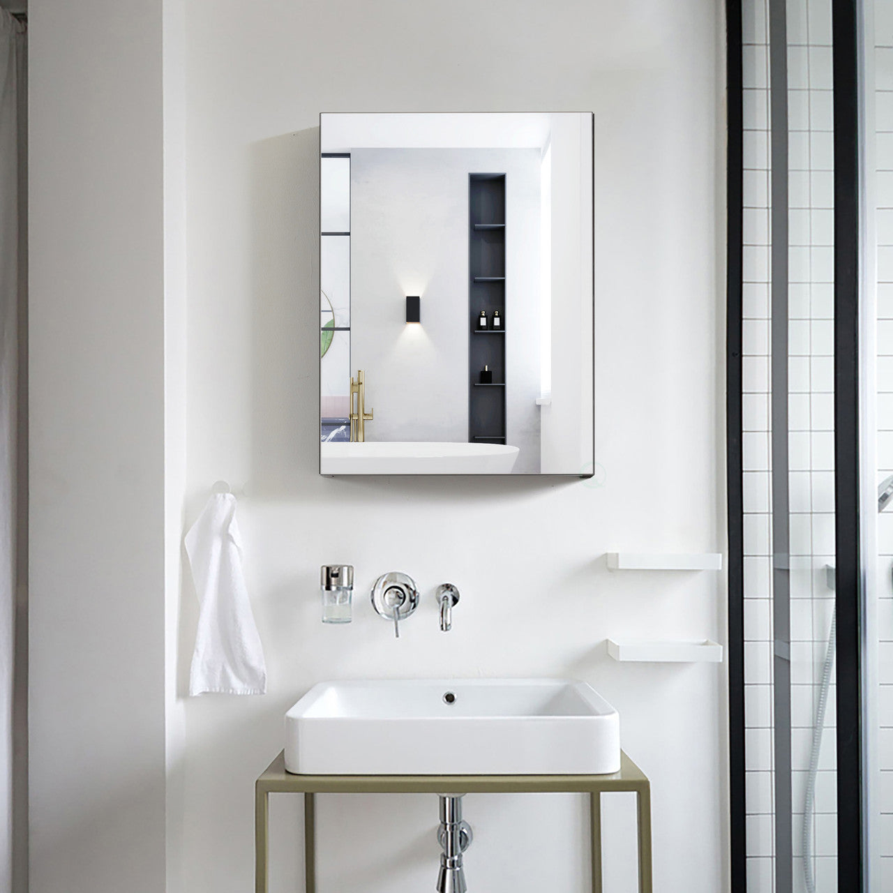 Classic Wall Mount Bathroom Mirrored Storage Cabinet