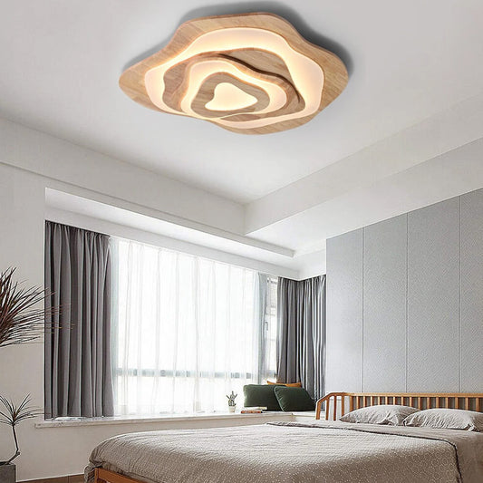 Irregular Wooden Flush Mount Ceiling Light