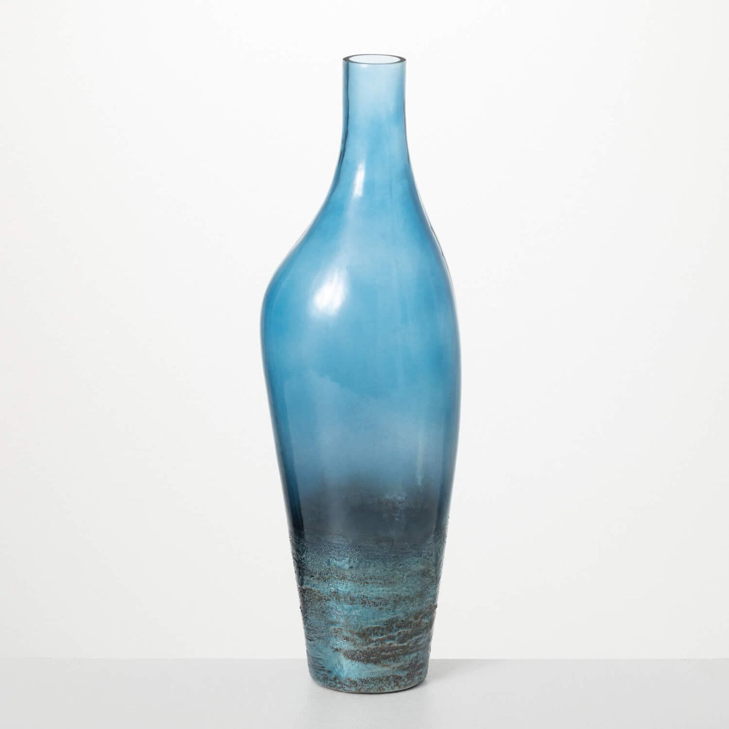 Decorative Polished Light Blue Glass Tall Floor Vase