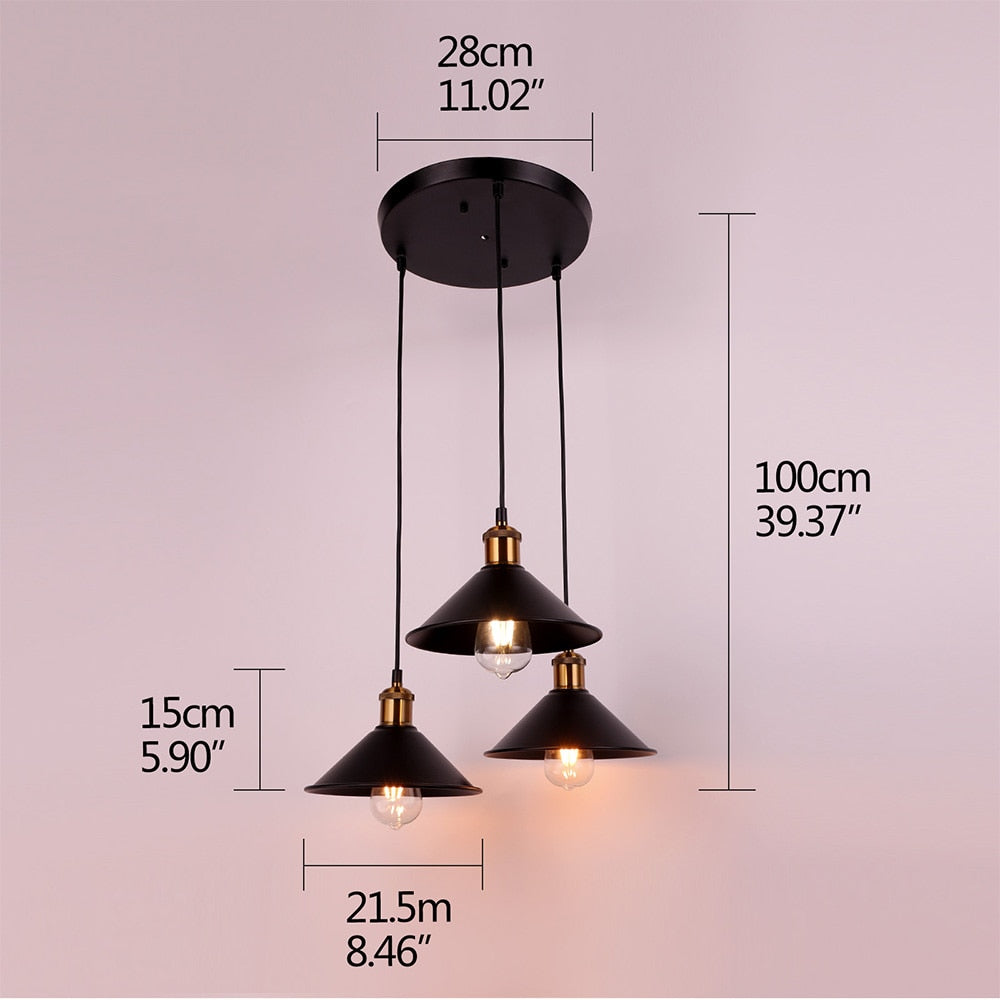 Retro loft LED Black Pendant Hanging Lamp