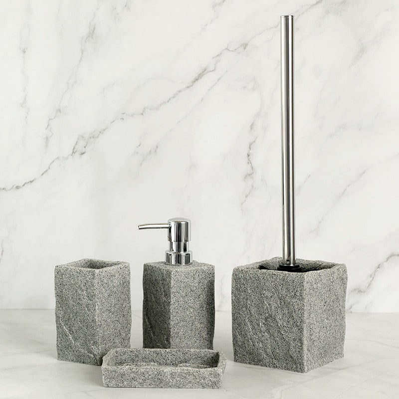 Granite Grey Bathroom Accessory Set 4-Pieces 
