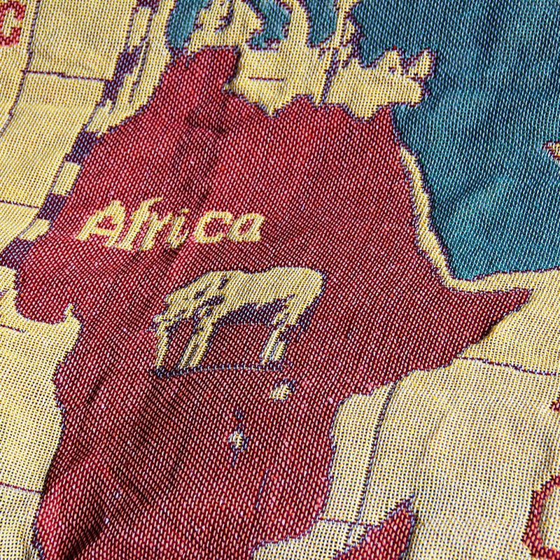 World Map Retro Cotton Throw Blanket for Couch