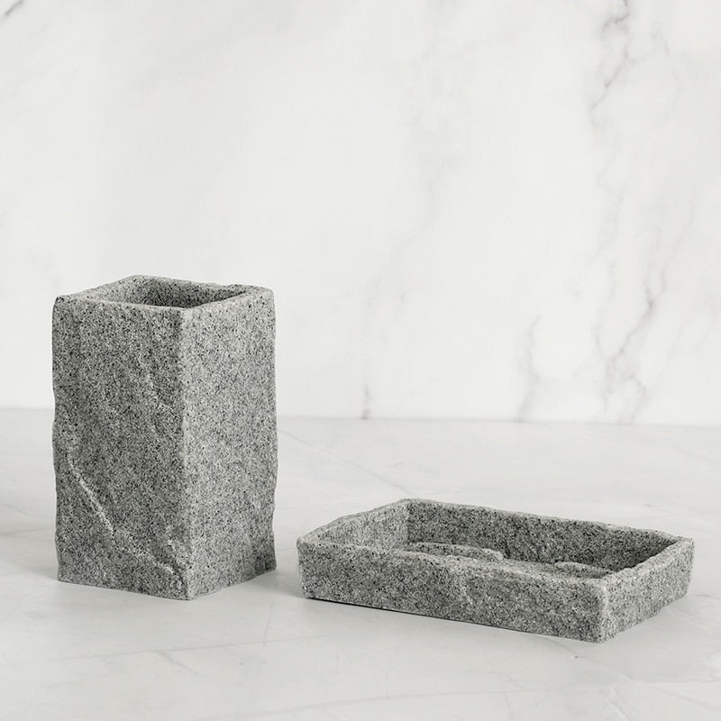 Granite Grey Bathroom Accessory Set 4-Pieces 